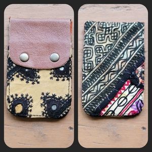 🪬🍄 Free People Boho Embroidered Repurposed vtg banjara hippie Wallet card case